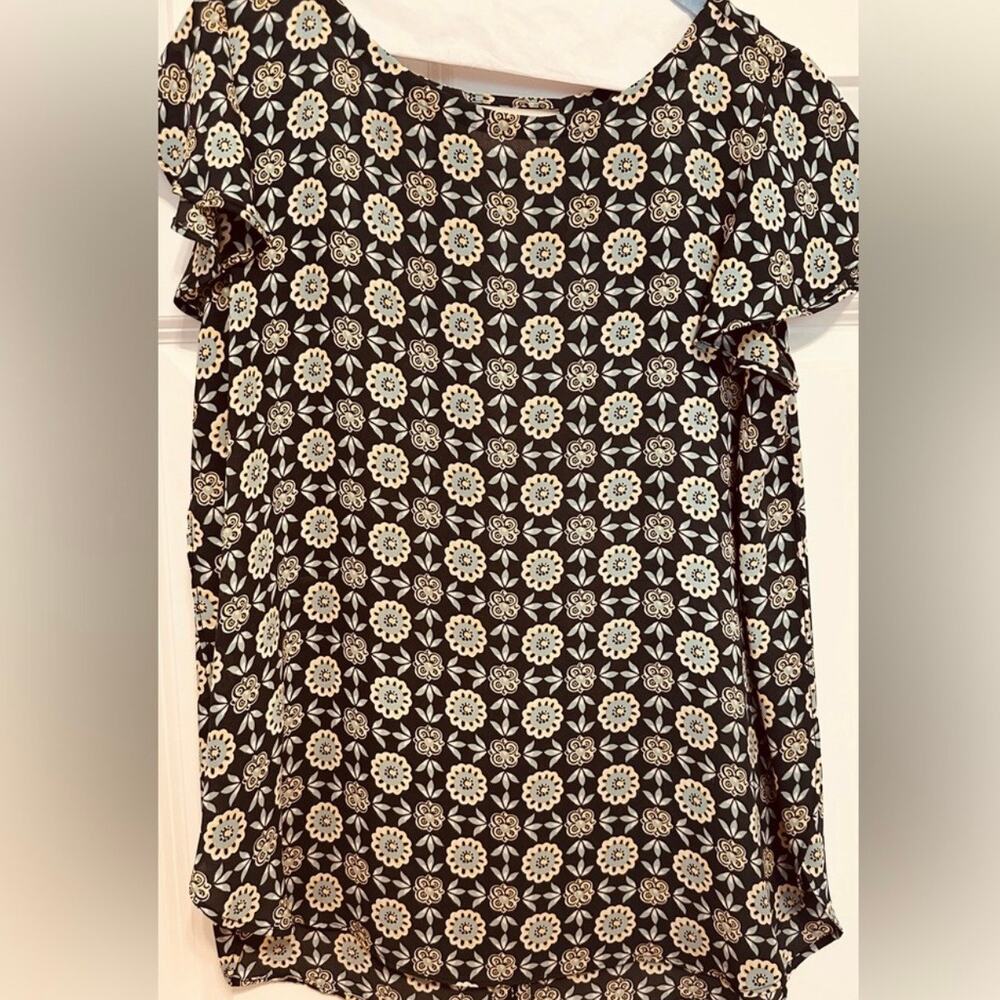 LOFT Outlet Floral Blouse Small Brown Boho Print Top